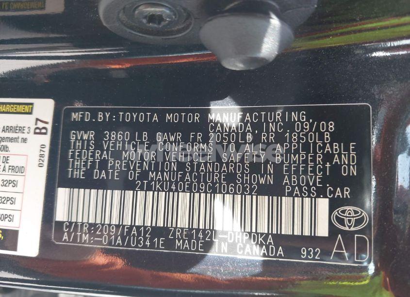 Photo 9 of 2009 Toyota Matrix (VIN 2T1KU40E09C106032)