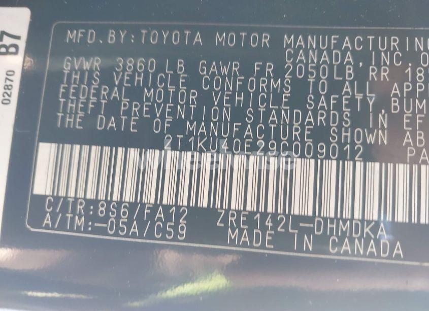 Photo 9 of 2009 Toyota Matrix (VIN 2T1KU40E29C009012)