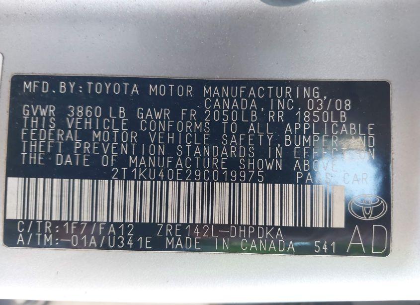 Photo 9 of 2009 Toyota Matrix (VIN 2T1KU40E29C019975)