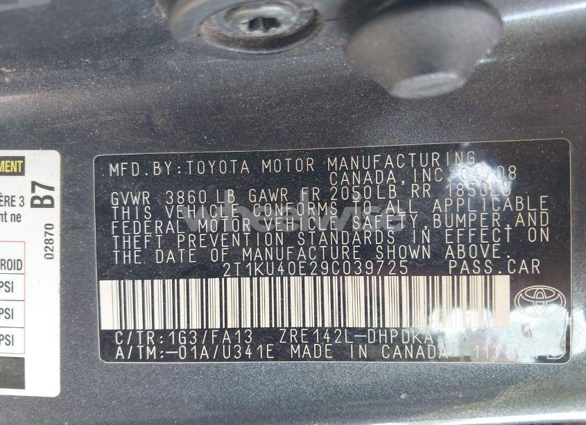 Photo 9 of 2009 Toyota Matrix (VIN 2T1KU40E29C039725)