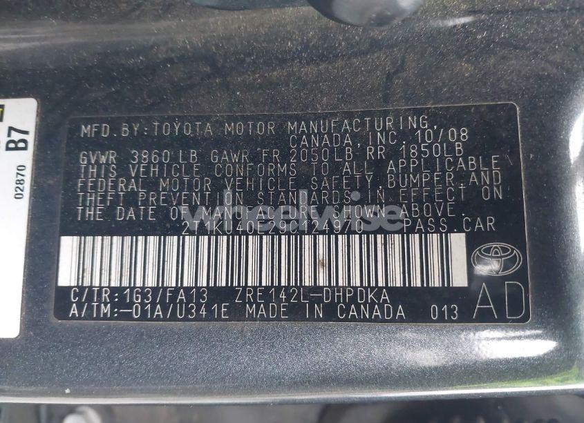 Photo 9 of 2009 Toyota Matrix (VIN 2T1KU40E29C124970)