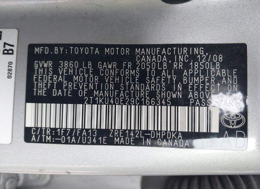 Photo 9 of 2009 Toyota Matrix (VIN 2T1KU40E29C166345)