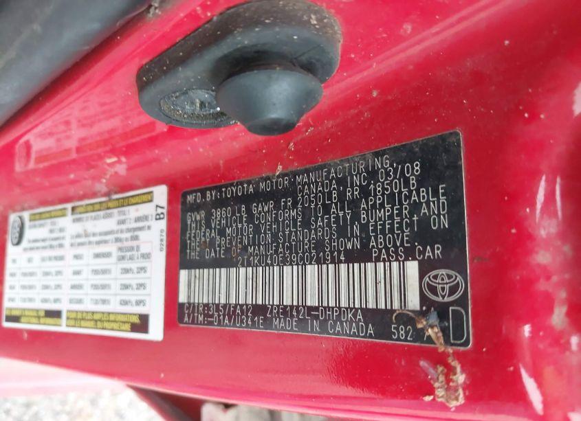 Photo 9 of 2009 Toyota Matrix (VIN 2T1KU40E39C021914)