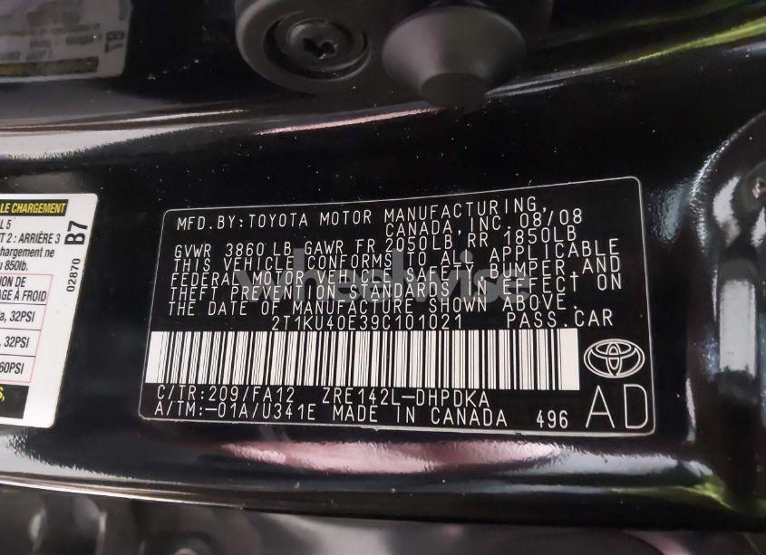 Photo 9 of 2009 Toyota Matrix (VIN 2T1KU40E39C101021)