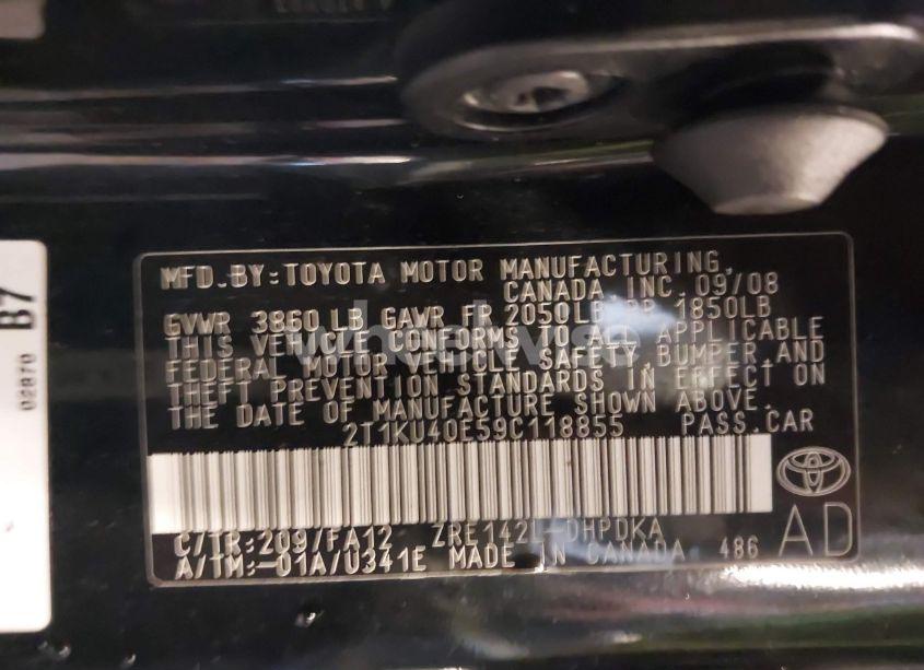 Photo 9 of 2009 Toyota Matrix (VIN 2T1KU40E59C118855)