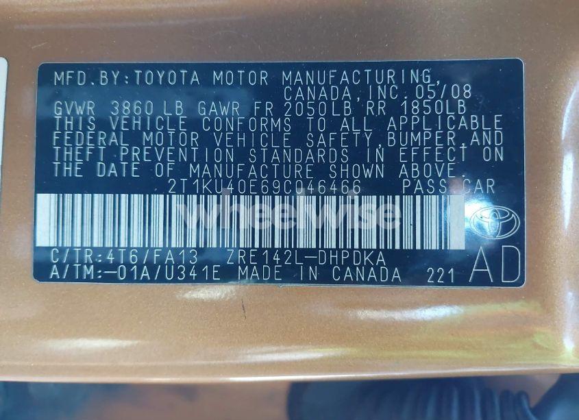 Photo 9 of 2009 Toyota Matrix (VIN 2T1KU40E69C046466)