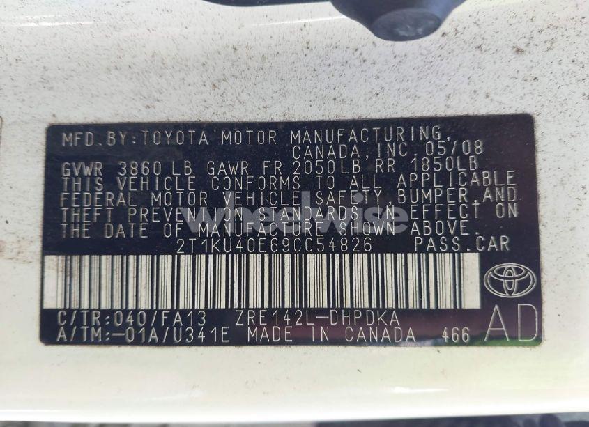 Photo 9 of 2009 Toyota Matrix (VIN 2T1KU40E69C054826)