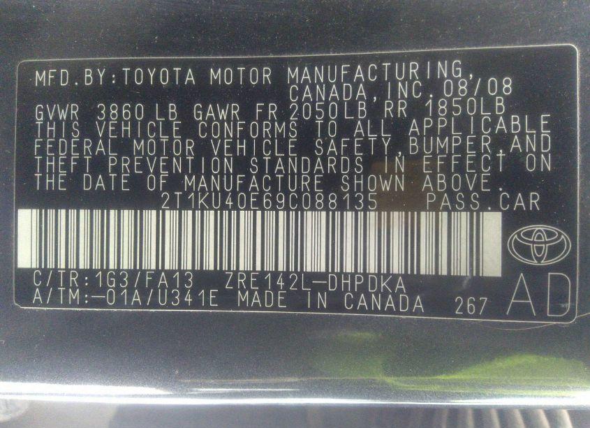 Photo 9 of 2009 Toyota Matrix (VIN 2T1KU40E69C088135)