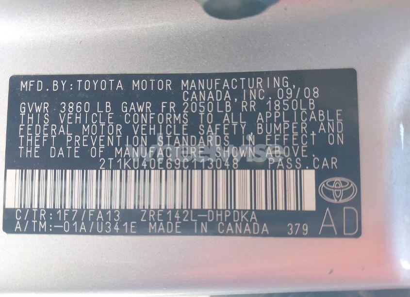 Photo 9 of 2009 Toyota Matrix (VIN 2T1KU40E69C113048)