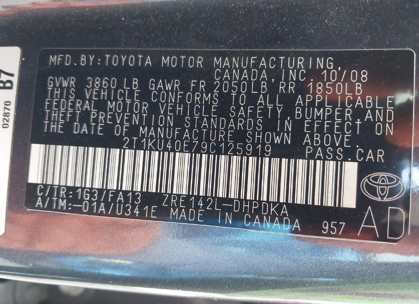 Photo 9 of 2009 Toyota Matrix (VIN 2T1KU40E79C125919)