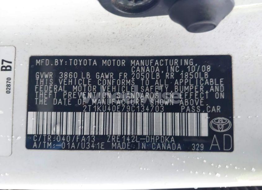 Photo 9 of 2009 Toyota Matrix (VIN 2T1KU40E79C134703)