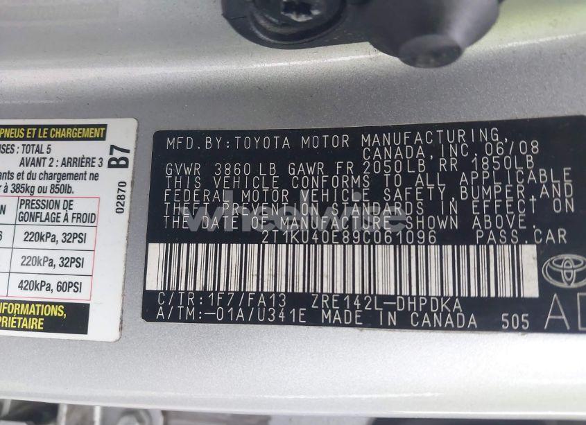 Photo 9 of 2009 Toyota Matrix (VIN 2T1KU40E89C061096)