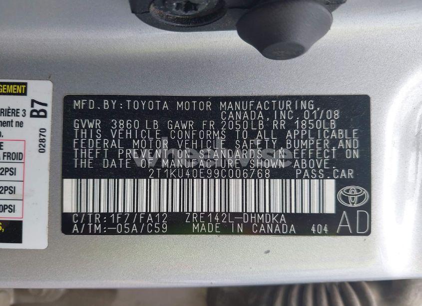 Photo 9 of 2009 Toyota Matrix (VIN 2T1KU40E99C006768)
