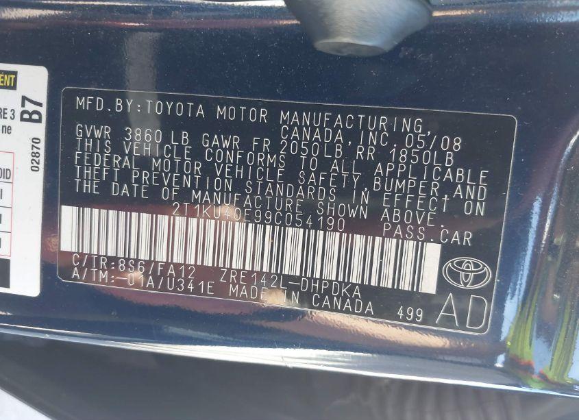 Photo 9 of 2009 Toyota Matrix (VIN 2T1KU40E99C054190)