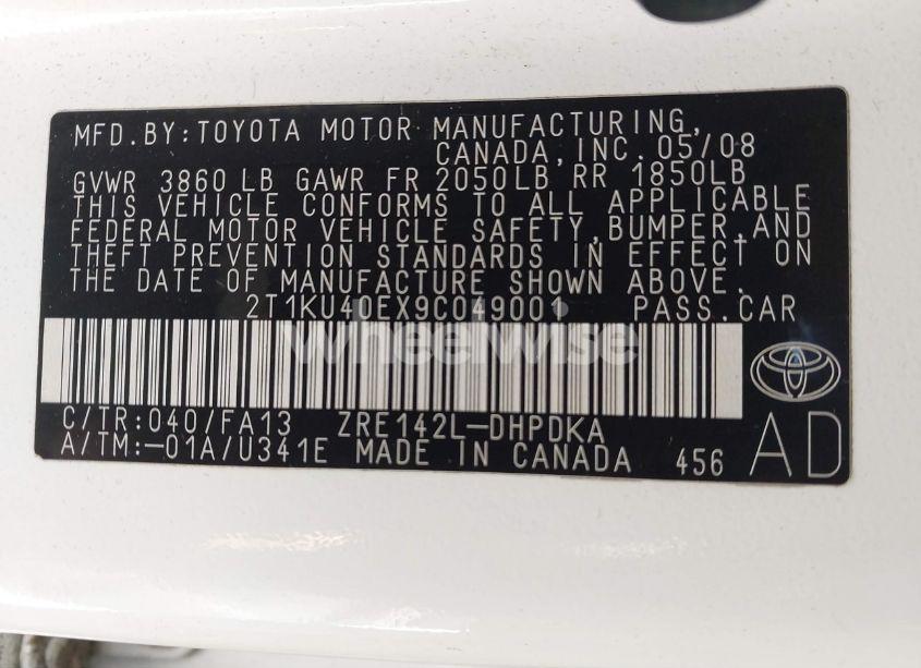 Photo 9 of 2009 Toyota Matrix (VIN 2T1KU40EX9C049001)