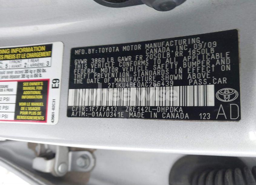 Photo 9 of 2010 Toyota Matrix (VIN 2T1KU4EE0AC266439)