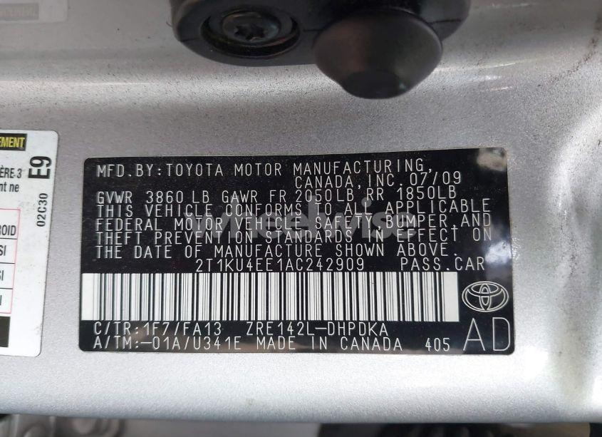 Photo 9 of 2010 Toyota Matrix (VIN 2T1KU4EE1AC242909)
