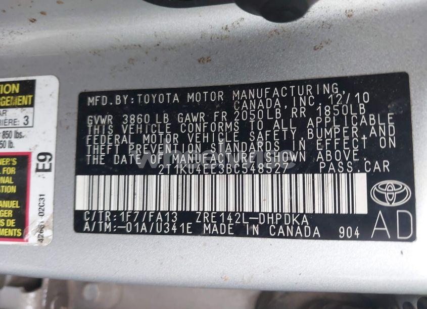 Photo 9 of 2011 Toyota Matrix (VIN 2T1KU4EE3BC548527)