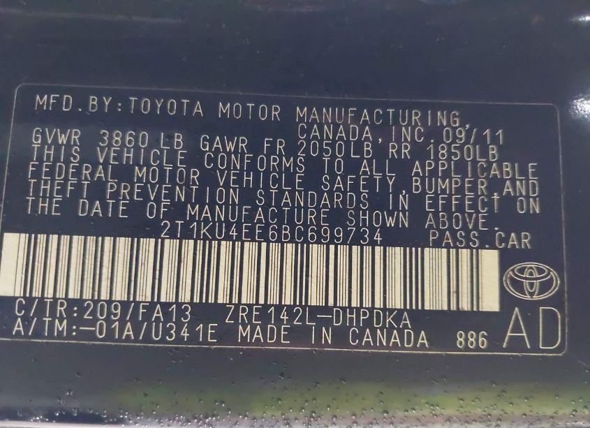 Photo 9 of 2011 Toyota Corolla MATRIX (VIN 2T1KU4EE6BC699734)