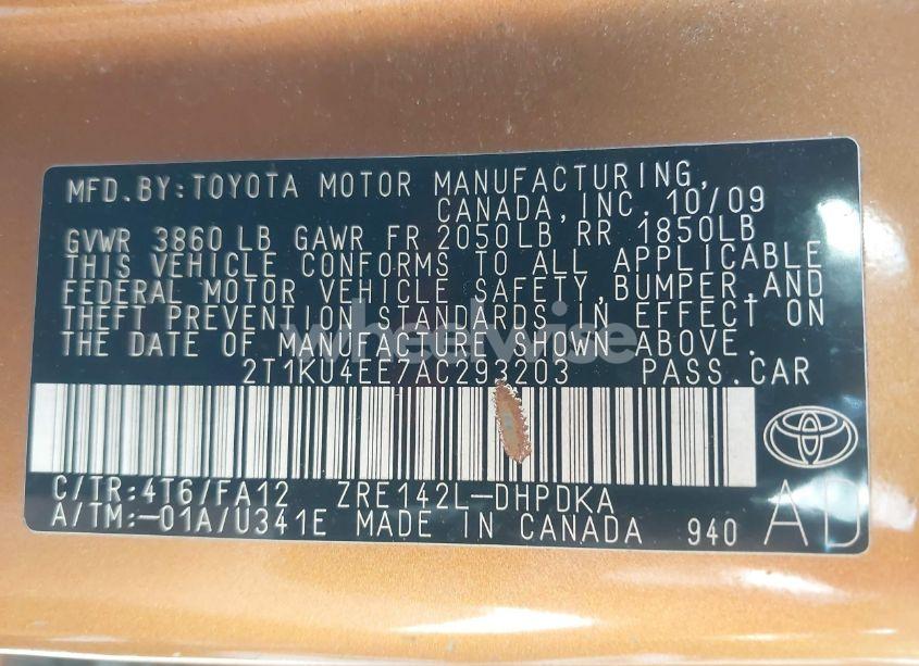 Photo 9 of 2010 Toyota Matrix (VIN 2T1KU4EE7AC293203)