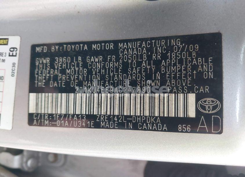 Photo 9 of 2010 Toyota Matrix (VIN 2T1KU4EE9AC247890)