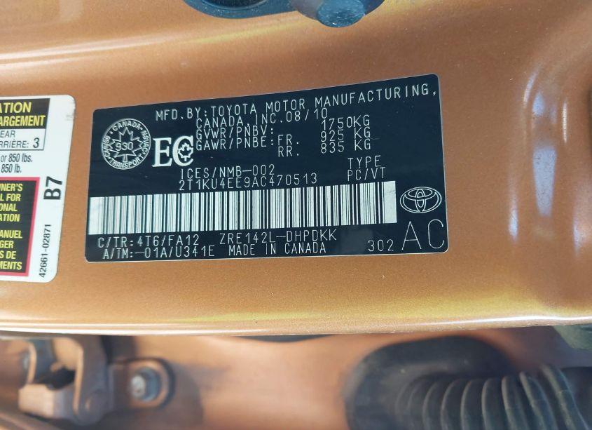 Photo 9 of 2010 Toyota Matrix (VIN 2T1KU4EE9AC470513)