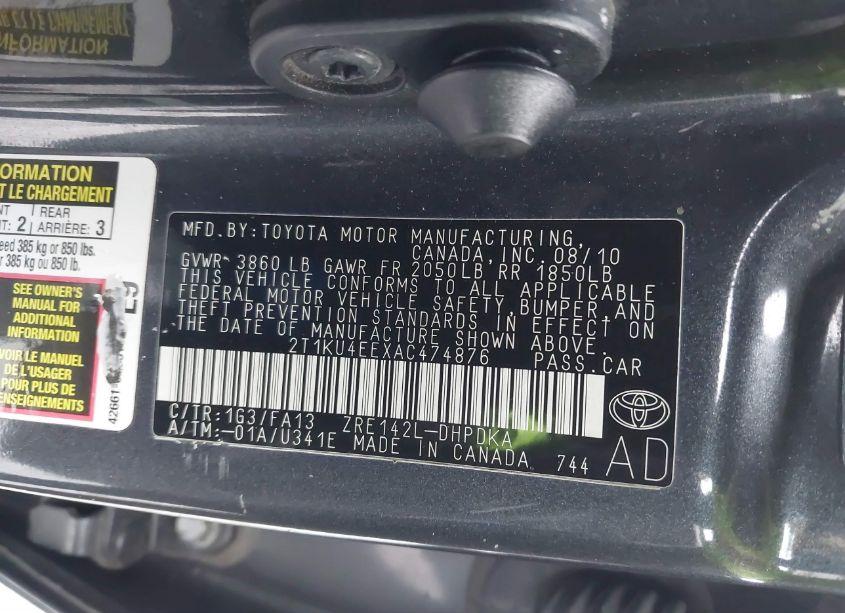 Photo 9 of 2010 Toyota Matrix (VIN 2T1KU4EEXAC474876)