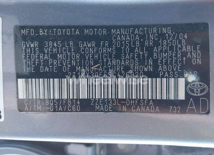 Photo 9 of 2005 Toyota Matrix XRS (VIN 2T1KY30E65C426920)