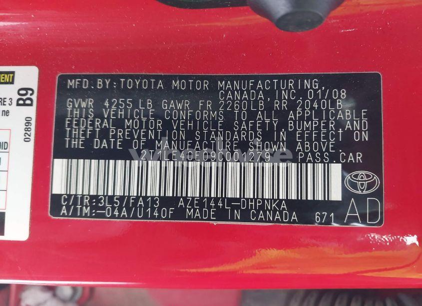 Photo 9 of 2009 Toyota Matrix S (VIN 2T1LE40E09C001279)