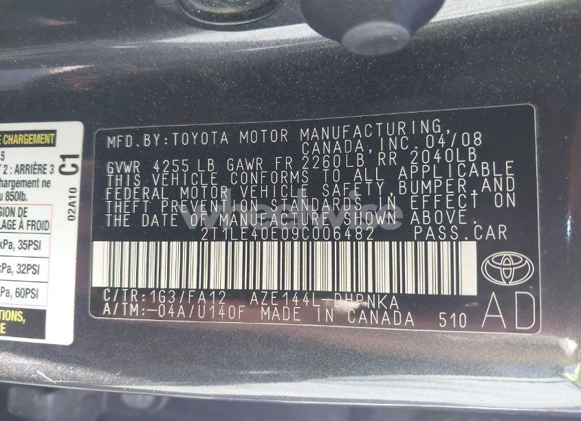 Photo 9 of 2009 Toyota Matrix S (VIN 2T1LE40E09C006482)