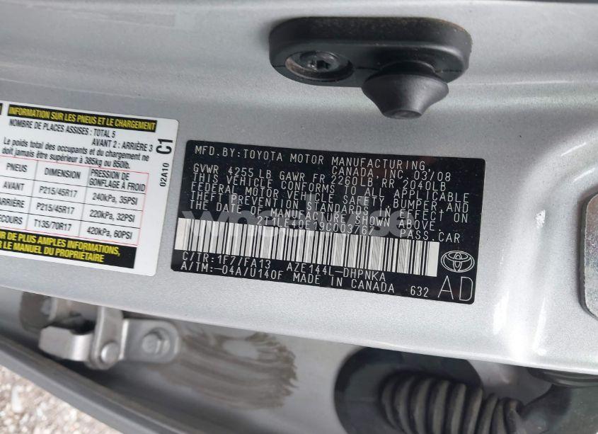 Photo 9 of 2009 Toyota Matrix S (VIN 2T1LE40E19C003767)