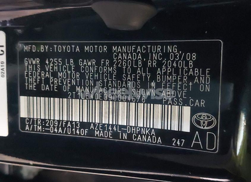 Photo 9 of 2009 Toyota Matrix S (VIN 2T1LE40E39C004676)