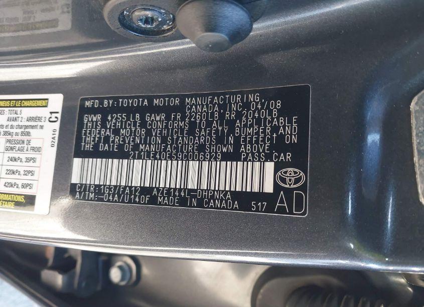 Photo 9 of 2009 Toyota Matrix S (VIN 2T1LE40E59C006929)