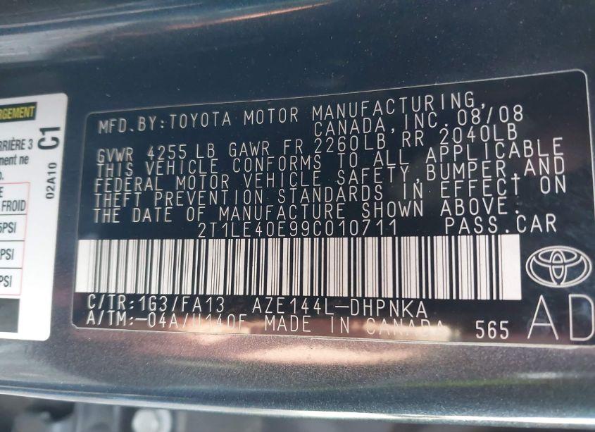 Photo 9 of 2009 Toyota Matrix S (VIN 2T1LE40E99C010711)