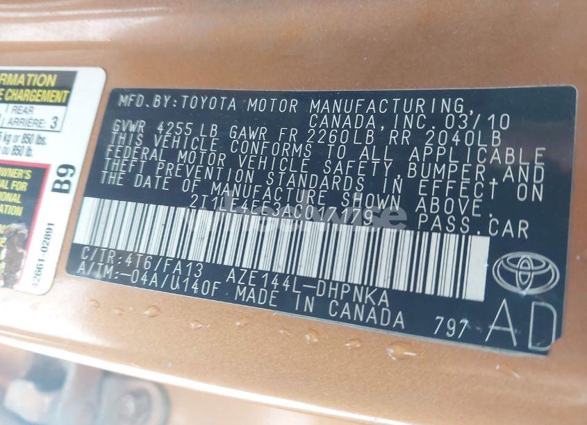 Photo 9 of 2010 Toyota Matrix S (VIN 2T1LE4EE3AC017179)