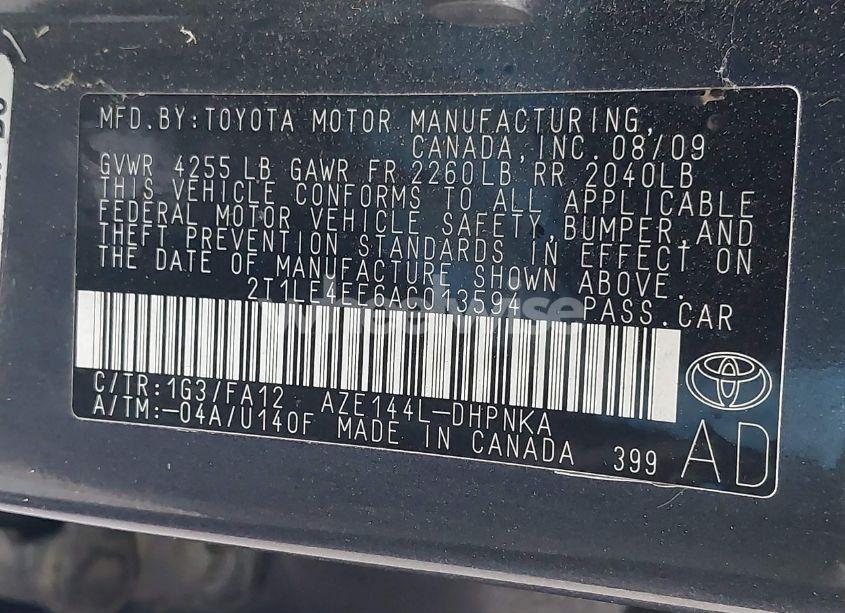 Photo 9 of 2010 Toyota Matrix S (VIN 2T1LE4EE6AC013594)