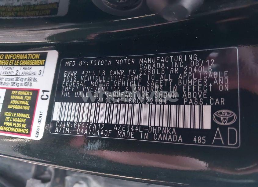 Photo 9 of 2012 Toyota Matrix S (VIN 2T1LE4EE6CC022184)