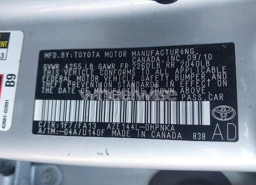 Photo 9 of 2010 Toyota Matrix S (VIN 2T1LE4EEXAC018331)