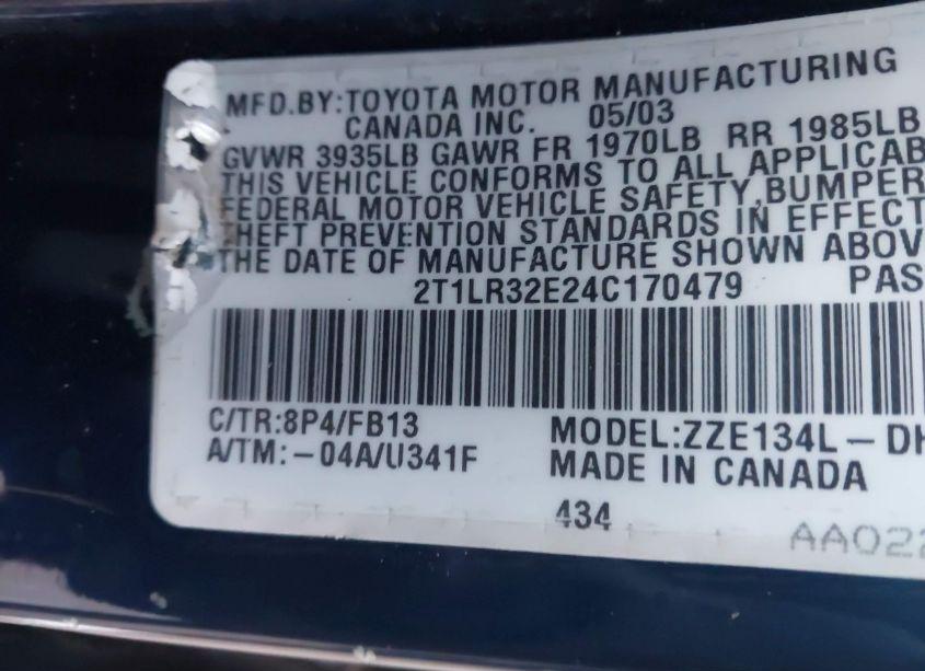 Photo 9 of 2004 Toyota Matrix XR (VIN 2T1LR32E24C170479)