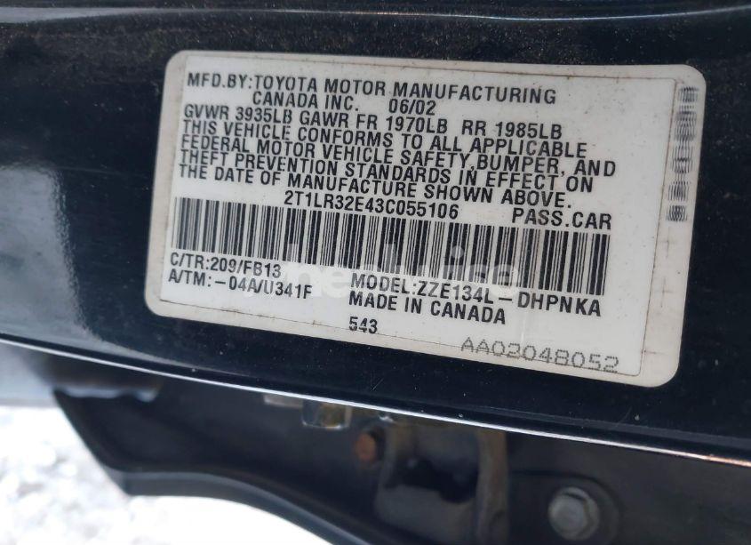 Photo 9 of 2003 Toyota Matrix XR (VIN 2T1LR32E43C055106)