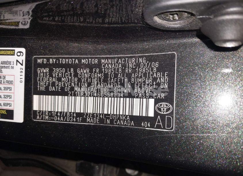 Photo 9 of 2006 Toyota Matrix XR (VIN 2T1LR32E46C558834)