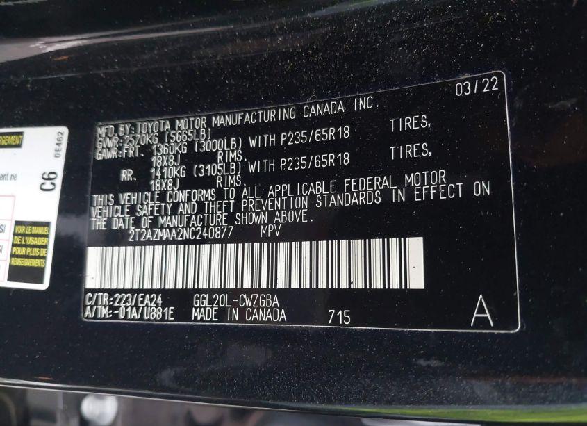 Photo 9 of 2022 Lexus Rx 350 (VIN 2T2AZMAA2NC240877)