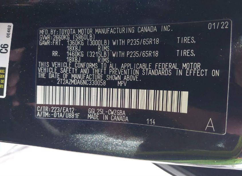 Photo 9 of 2022 Lexus Rx 350 (VIN 2T2AZMDA6NC330058)