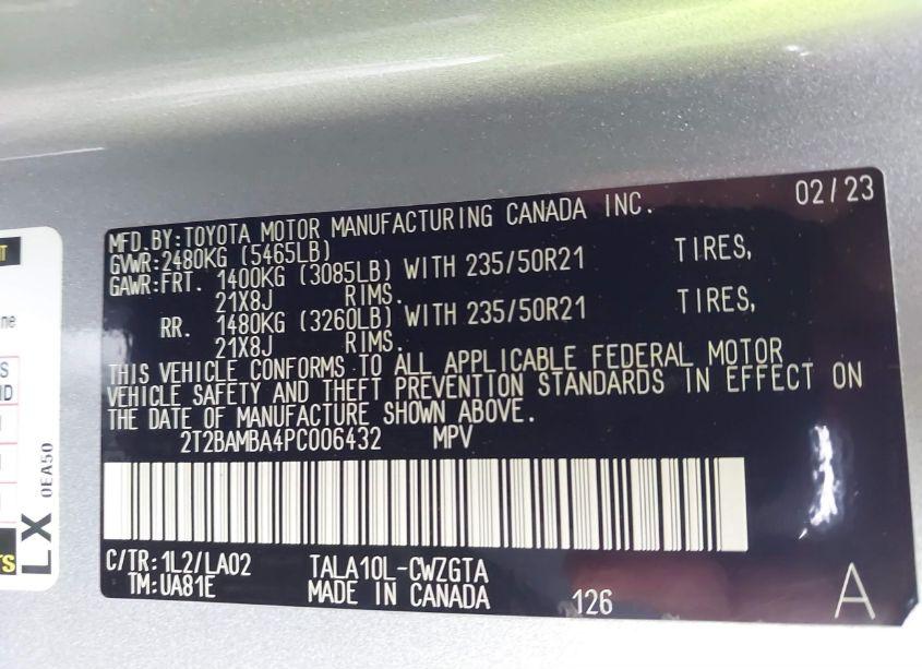 Photo 9 of 2023 Lexus Rx 350 LUXURY (VIN 2T2BAMBA4PC006432)