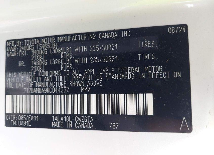 Photo 9 of 2024 Lexus Rx 350 PREMIUM (VIN 2T2BAMBA9RC044337)