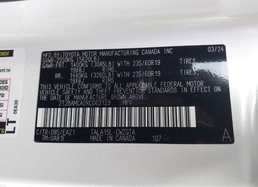 Photo 9 of 2024 Lexus Rx 350 PREMIUM (VIN 2T2BAMCA0RC063129)