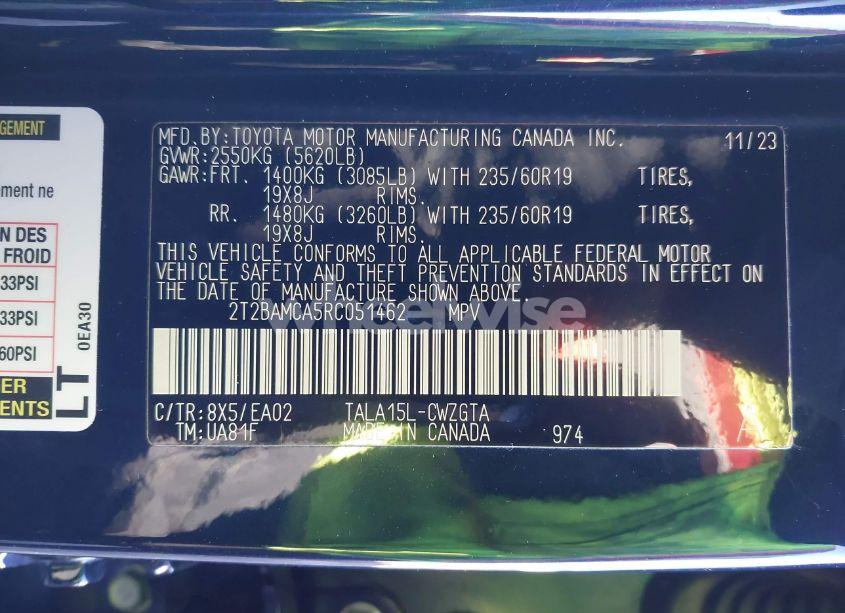 Photo 9 of 2024 Lexus Rx 350 PREMIUM (VIN 2T2BAMCA5RC051462)