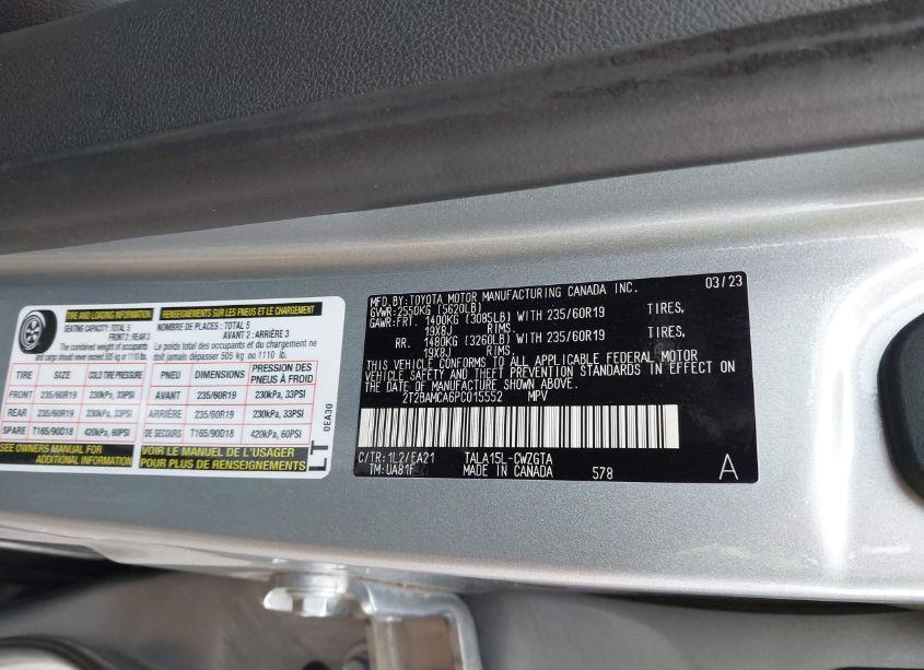 Photo 9 of 2023 Lexus Rx 350 PREMIUM (VIN 2T2BAMCA6PC015552)