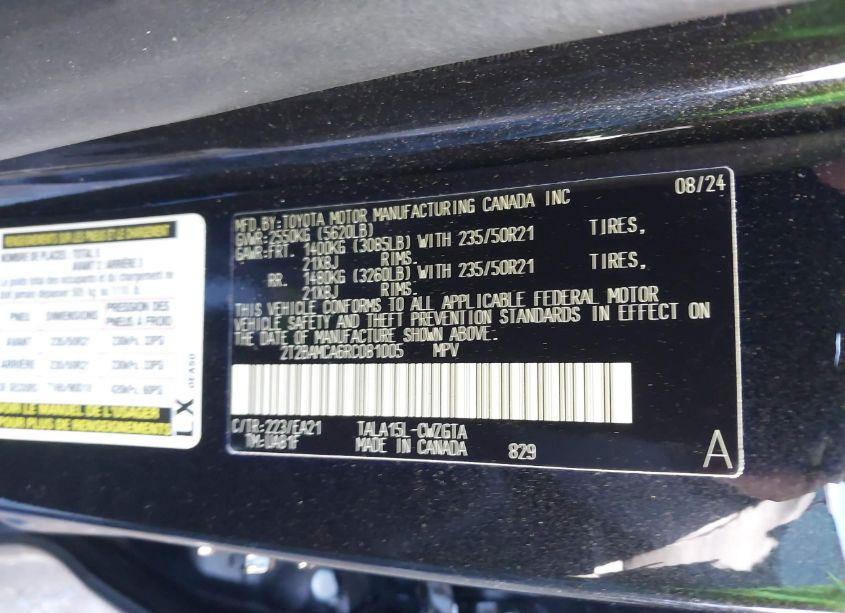 Photo 9 of 2024 Lexus Rx 350 PREMIUM (VIN 2T2BAMCA6RC081005)
