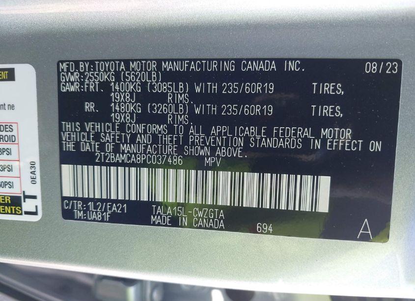 Photo 9 of 2023 Lexus Rx 350 PREMIUM (VIN 2T2BAMCA8PC037486)